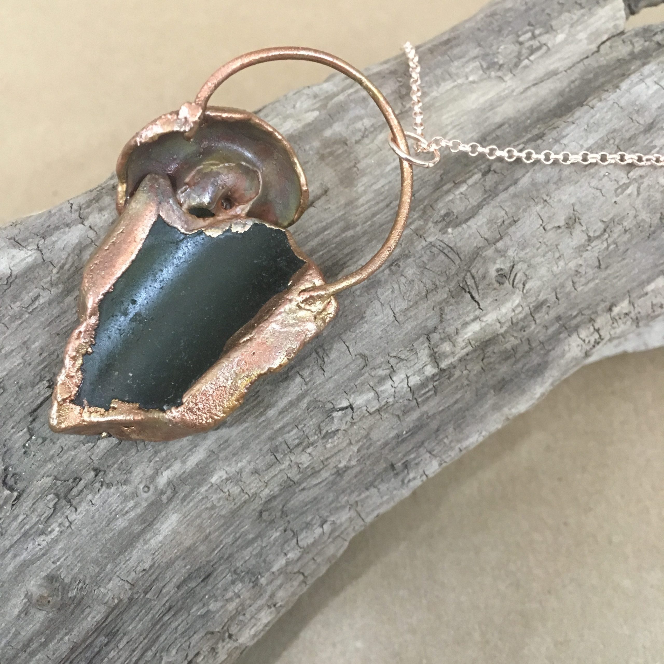 Copper, Shell and Seaglass Pendant